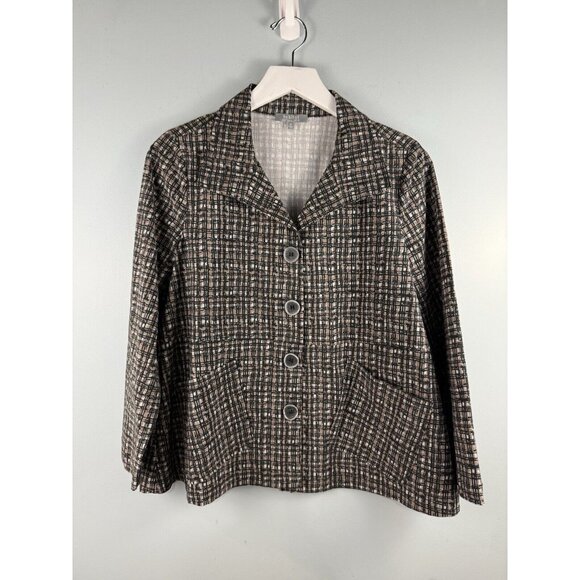 HABITAT Womens Button Up Top Size XS Plaid Big Button Artsy Oversized Lagenlook - Picture 1 of 11
